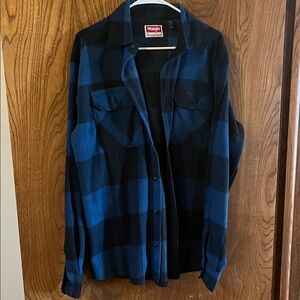 Wrangler Men's Black and Blue Checkered Shirt Jacket
